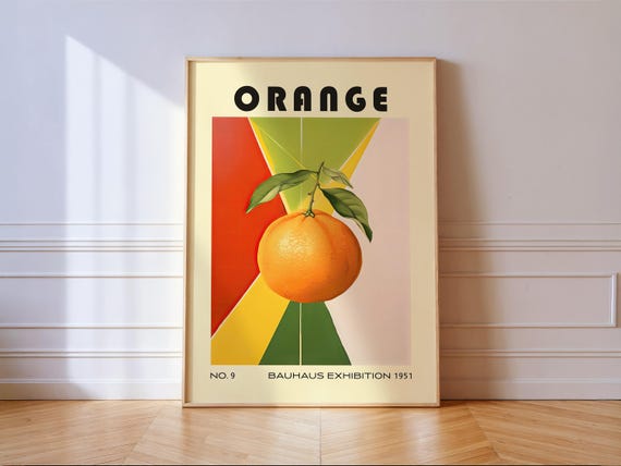 Orange Decorative Kitchen Print Bauhaus Poster Vintage Decoration