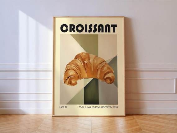 Retro Croissant Print, Bauhaus Kitchen Wall Art