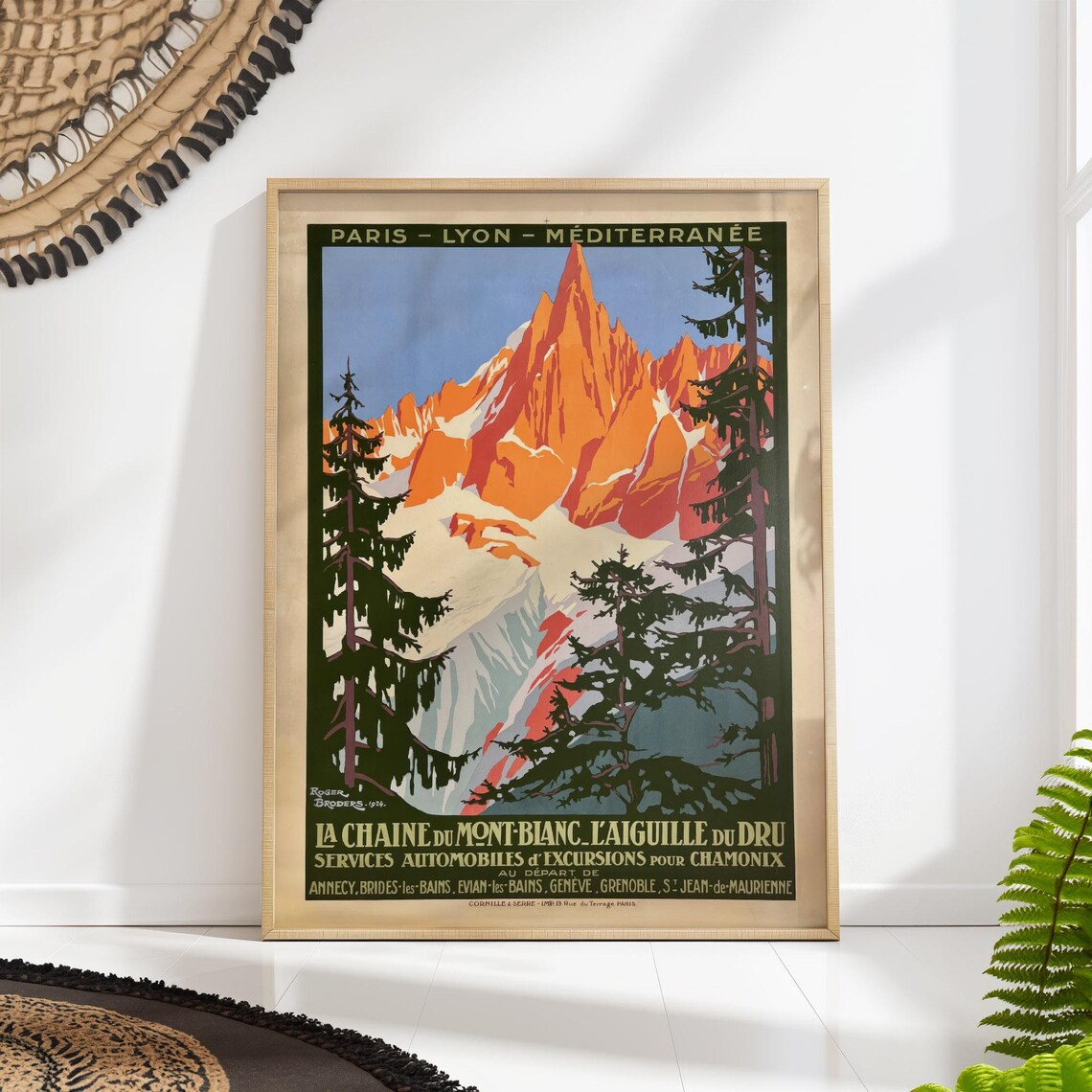 Vintage Chamonix Travel Poster, Mont Blanc French Alps