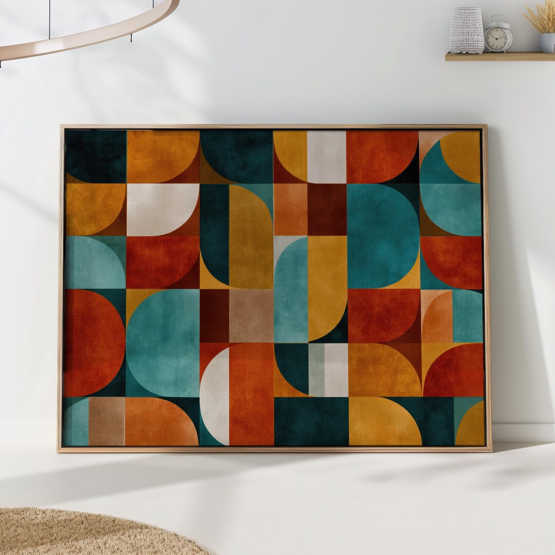Mid Century Geometric Abstract Bauhaus Arches Retro Colorful Art Poster