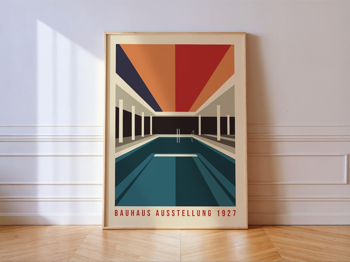 Bauhaus Swimming Pool Art Print, Midcentury Modern