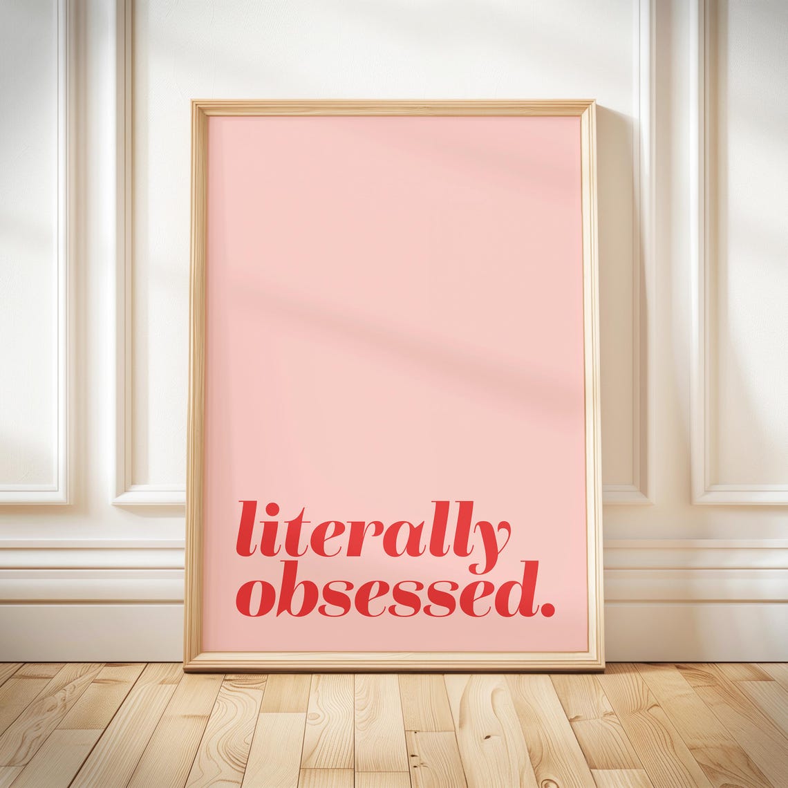 Literally Obsessed Funny Red Typography Minimalist Pink Poster