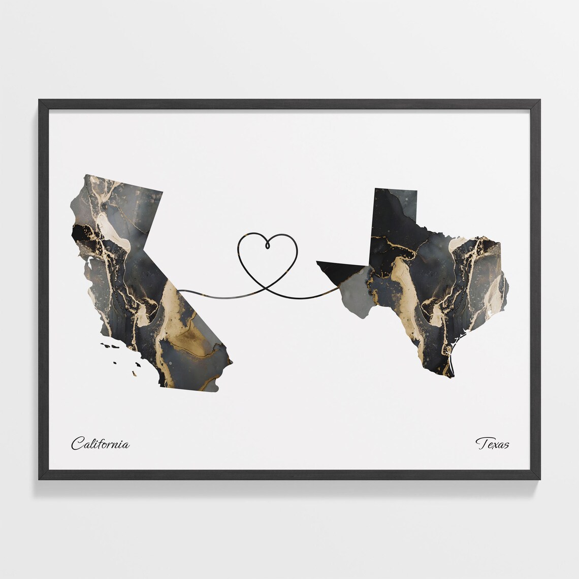 California to Texas Travel Map Poster