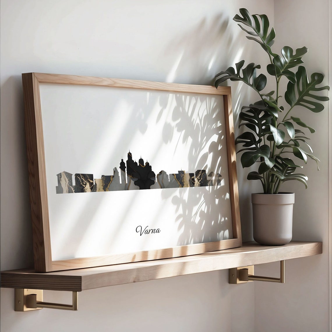 Varna Bulgaria Black and Gold Marble Skyline Silhouette Art Poster - Image 3