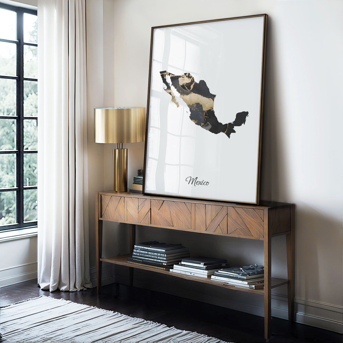 Mexico Black Gold Marble Country Map Minimalist Elegant Poster - Image 4