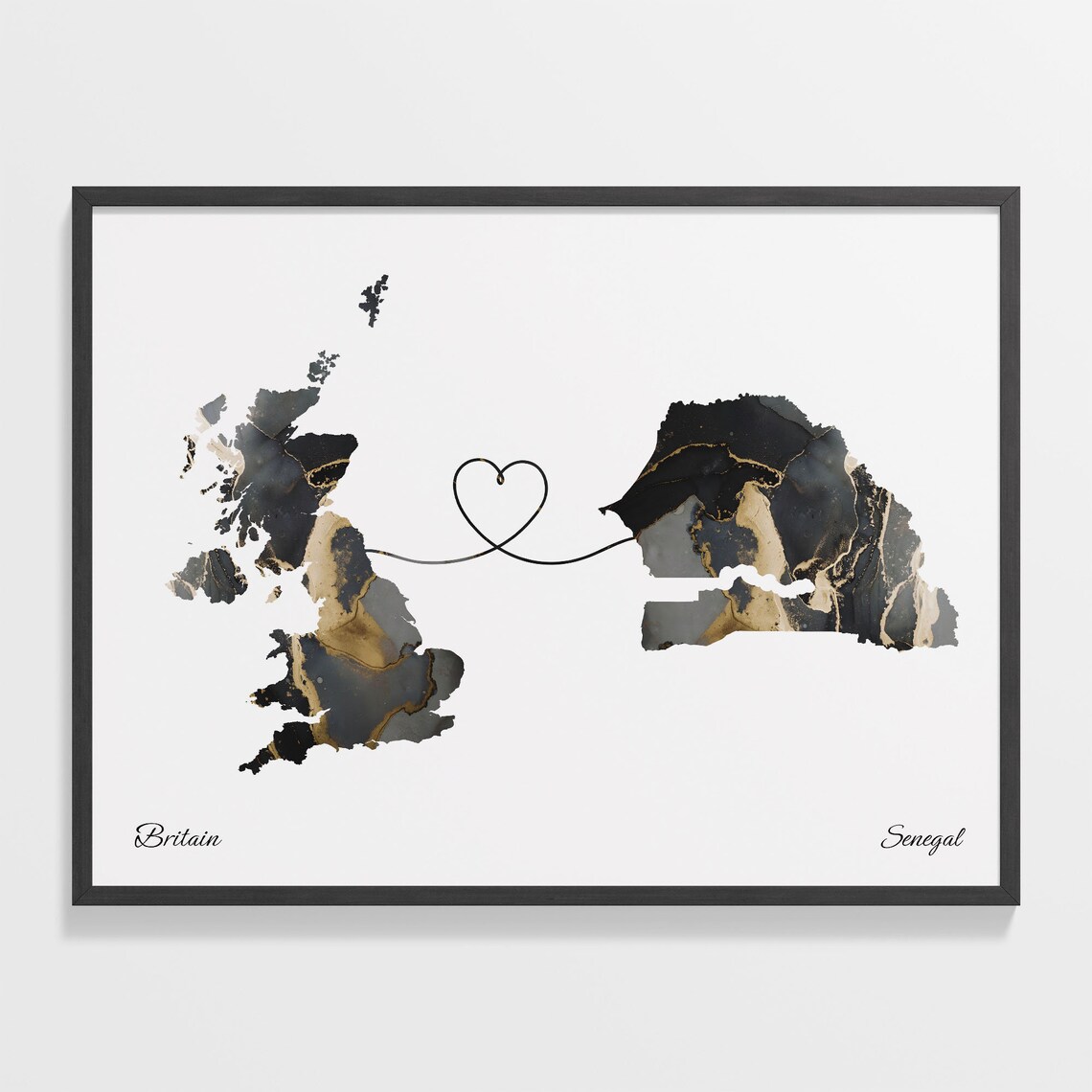 Britain to Senegal Map Travel Poster