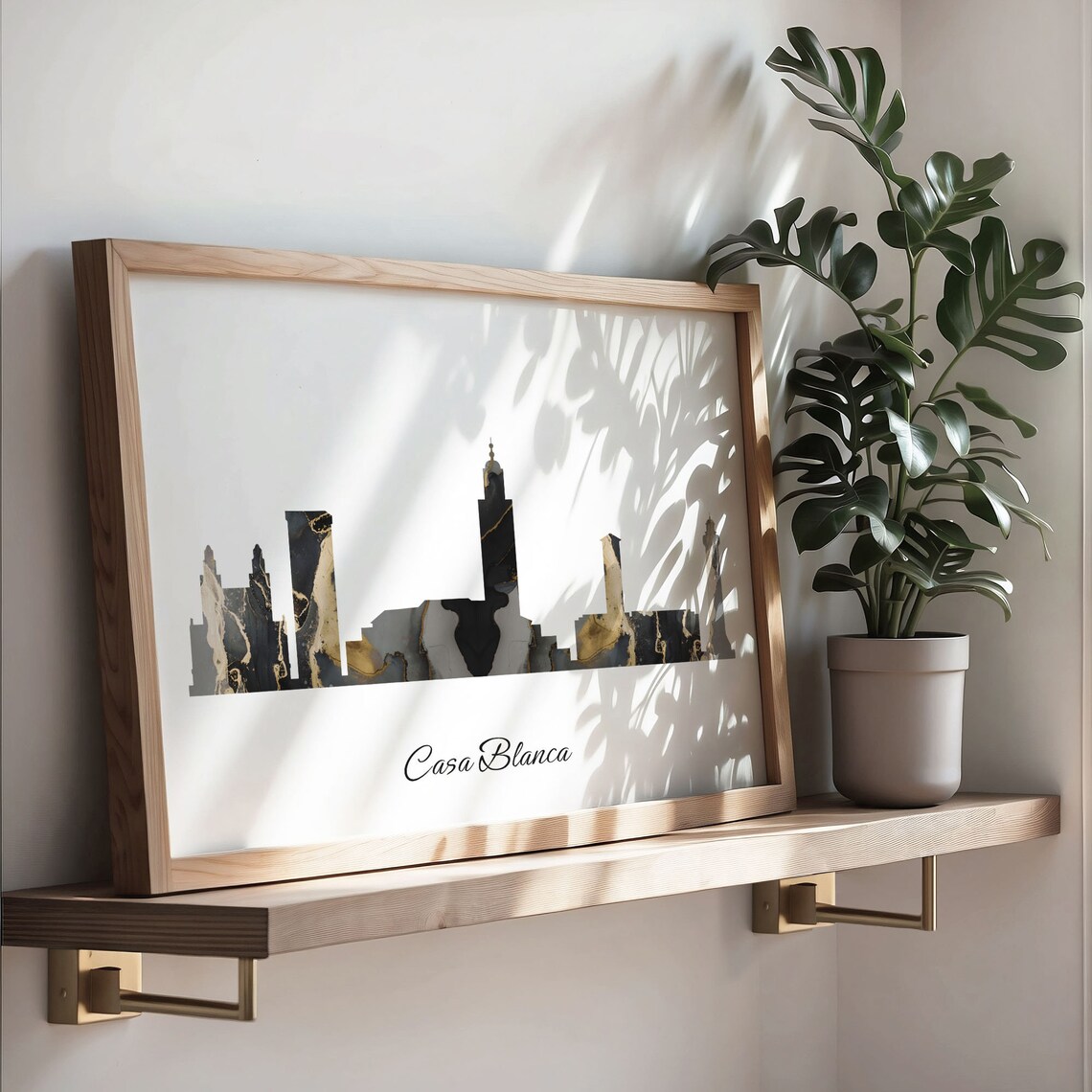Casa Blanca Luxury Black Gold Marble City Skyline Silhouette Poster - Image 3