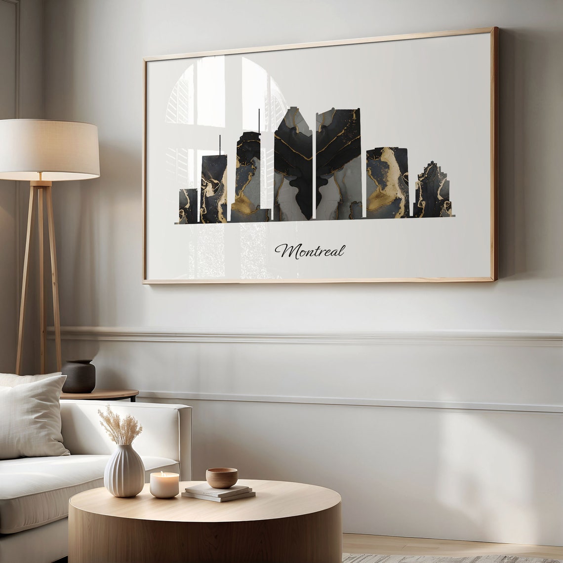 Montreal Canada Marble Skyline Black Gold Minimalist Cityscape Poster - Image 2