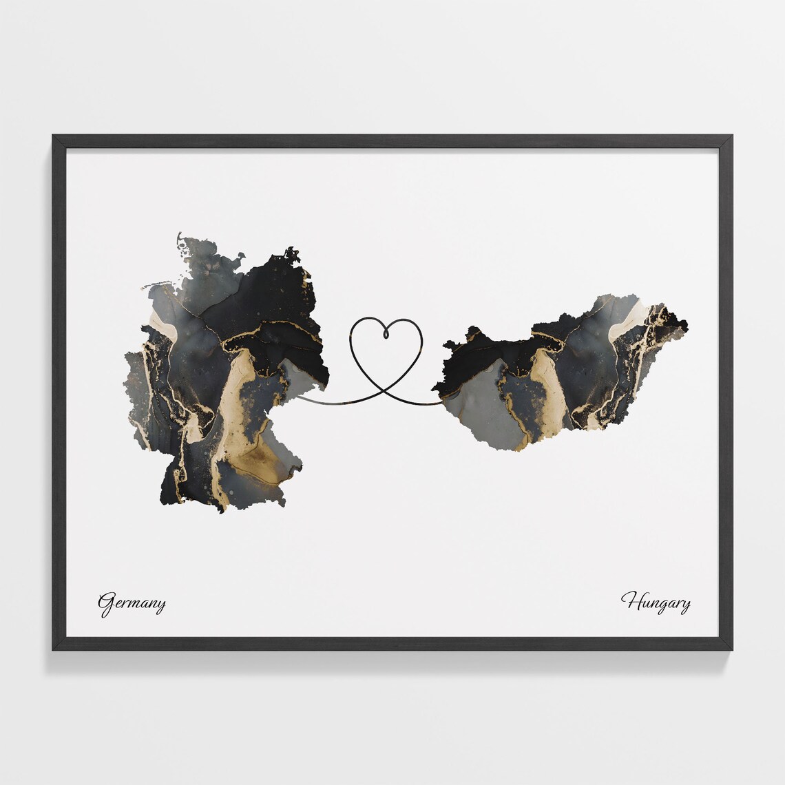 Germany to Hungary Map Travel Poster Art