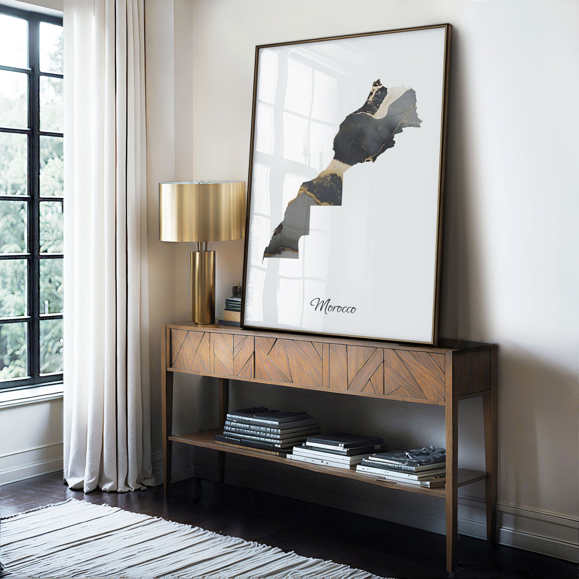 Morocco Black and Gold Marble Country Map Silhouette Minimalist Poster - Image 4