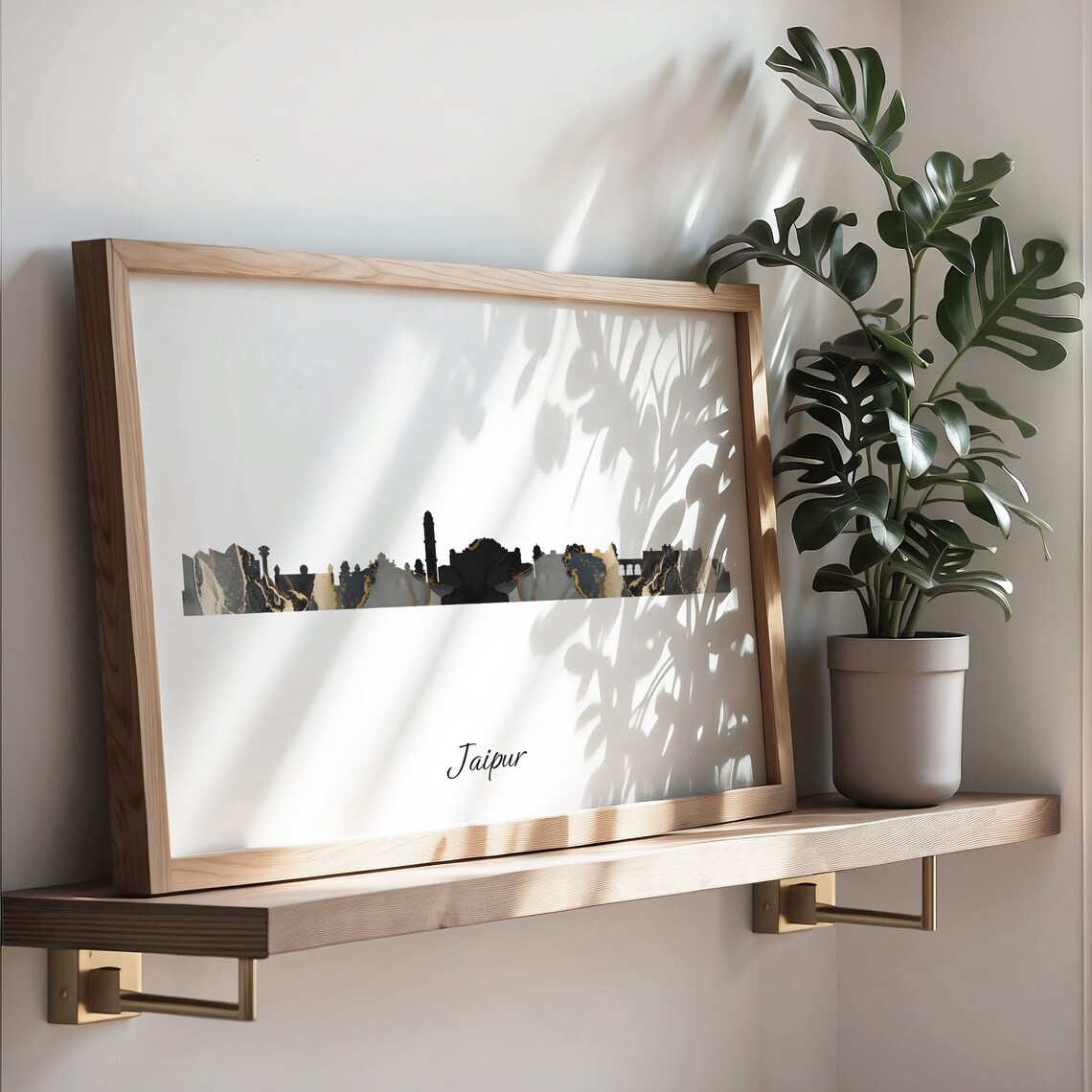 Jaipur Black Gold Marble Skyline India Cityscape Travel Gift Poster - Image 3