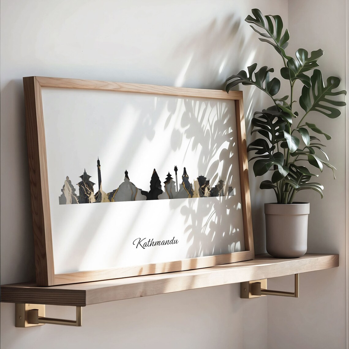 Kathmandu Skyline Print, Marble Cityscape Poster - Image 3