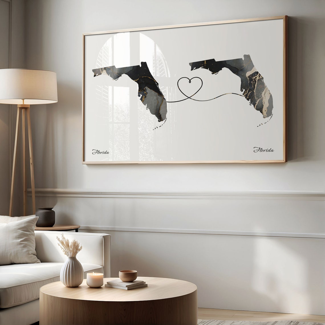 Florida Florida Marble State Map Poster Long Distance Couples Gift - Image 2