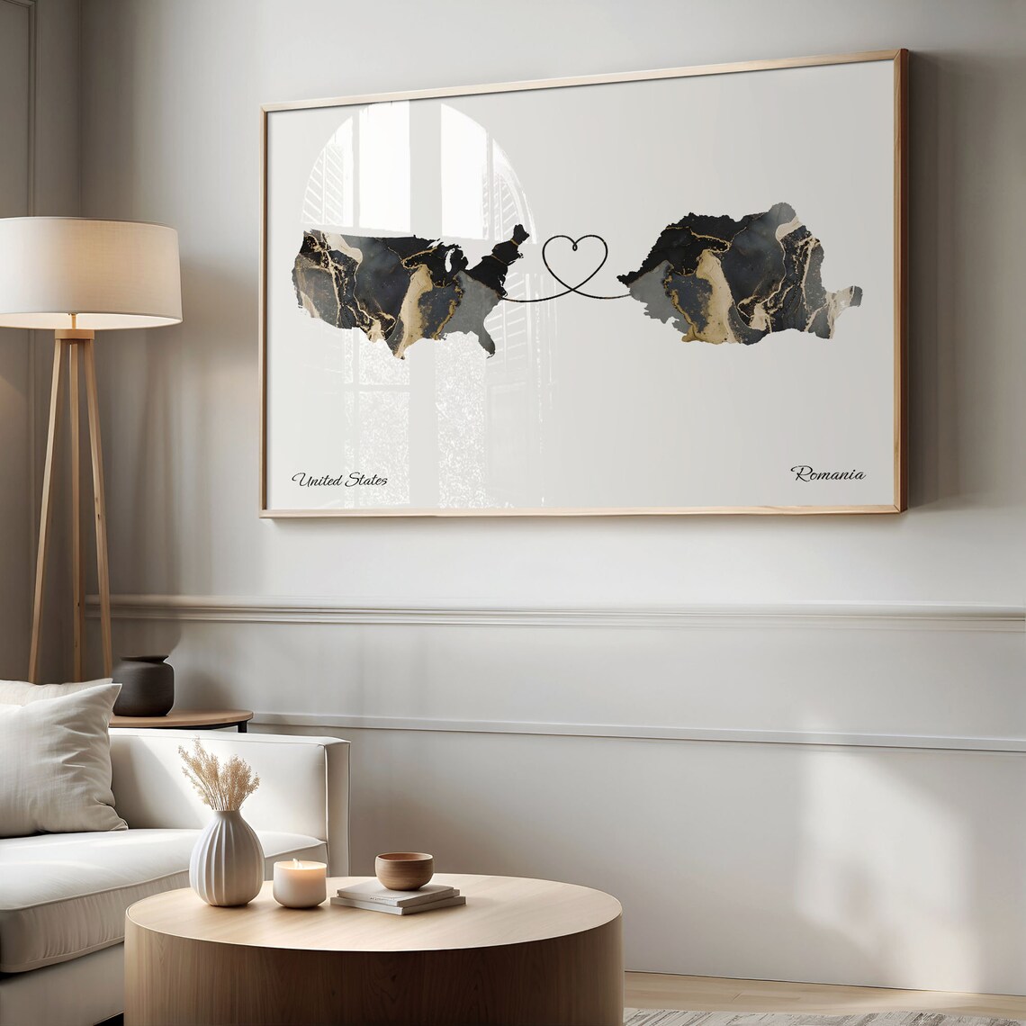 USA To Romania Map Poster, Travel Wall Print - Image 2