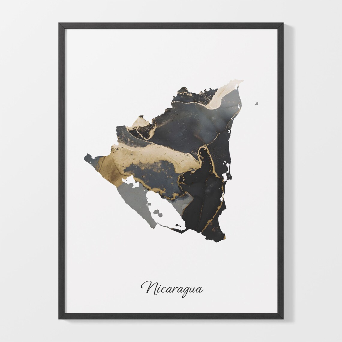 Nicaragua Map Poster, Elegant Country Artwork
