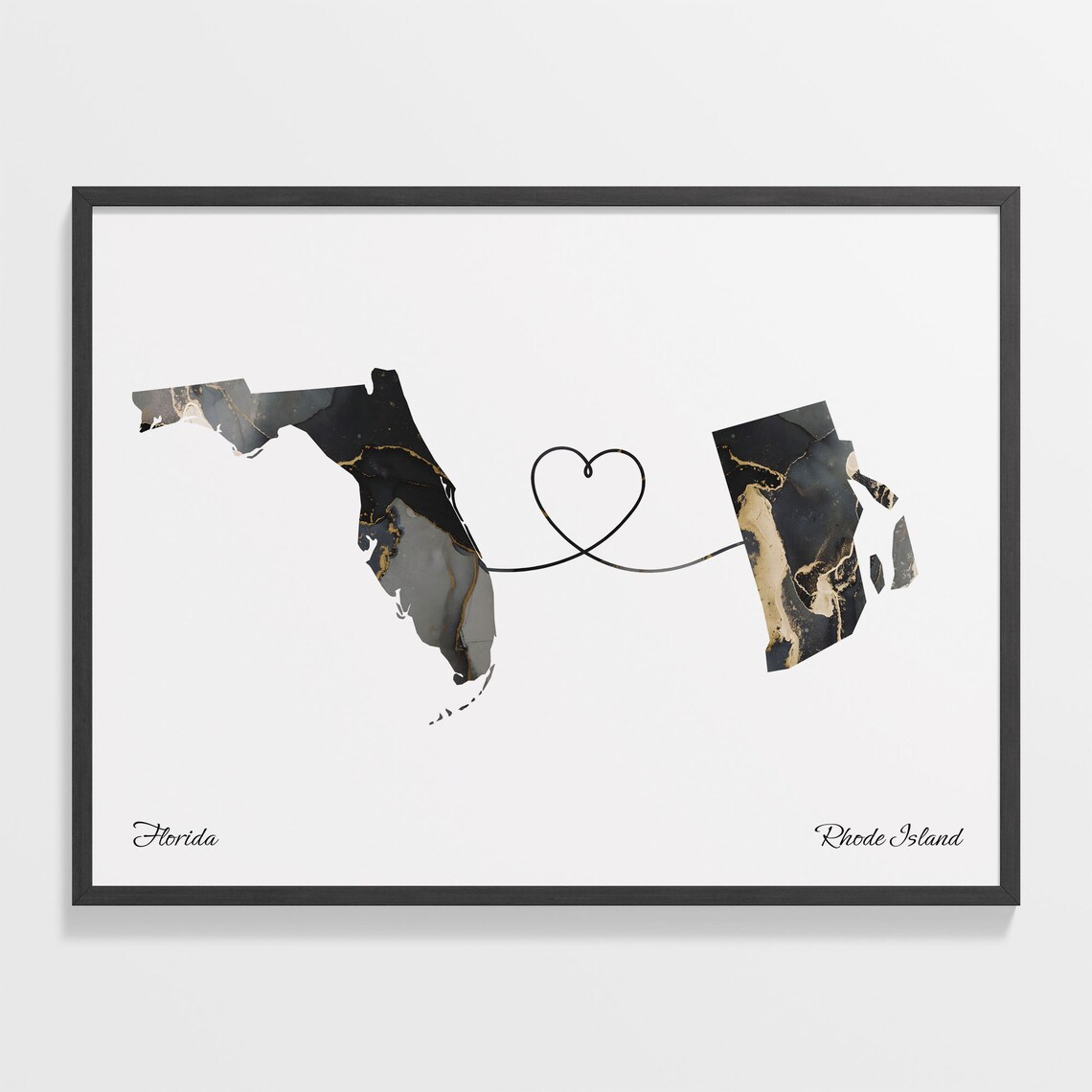 Florida to Rhode Island Map Poster, Travel Art
