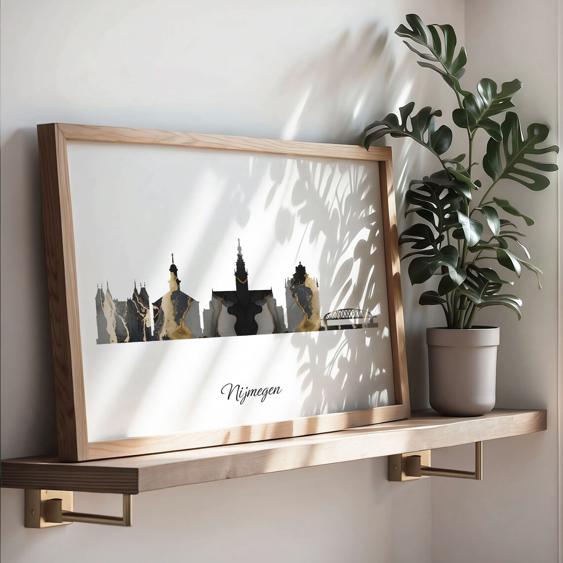 Nijmegen Netherlands Black Gold Marble Skyline Silhouette Cityscape Poster - Image 3