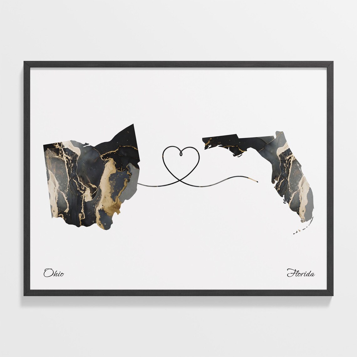 Ohio to Florida Map Travel Poster, Floridian Gift