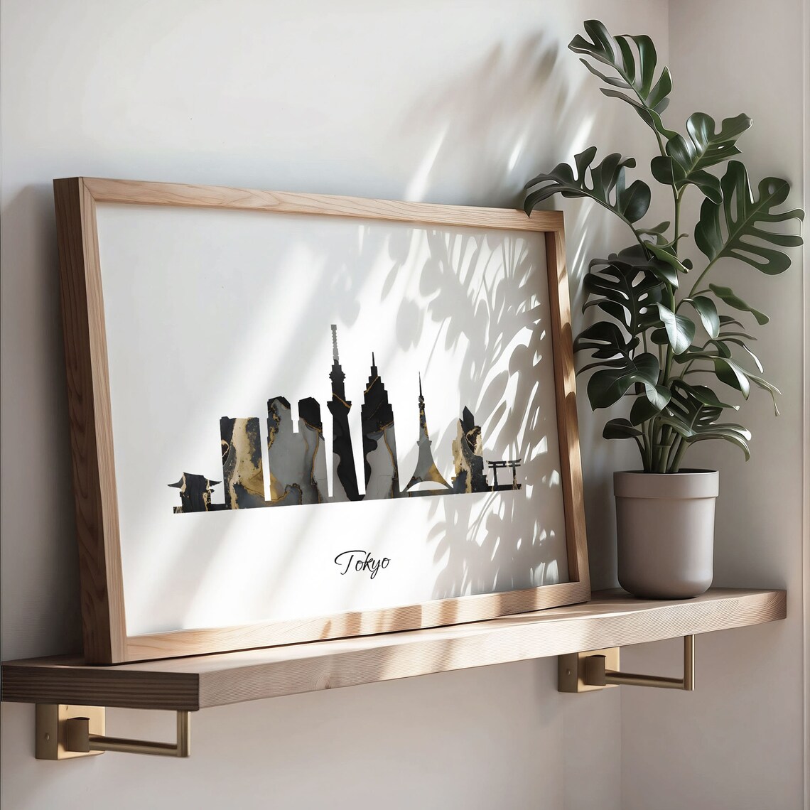 Tokyo Japan Black Gold Marble Skyline Tower Silhouette Art Poster - Image 3