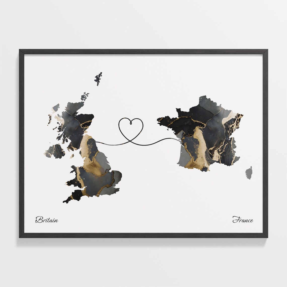Britain to France Map Poster, Continental Love