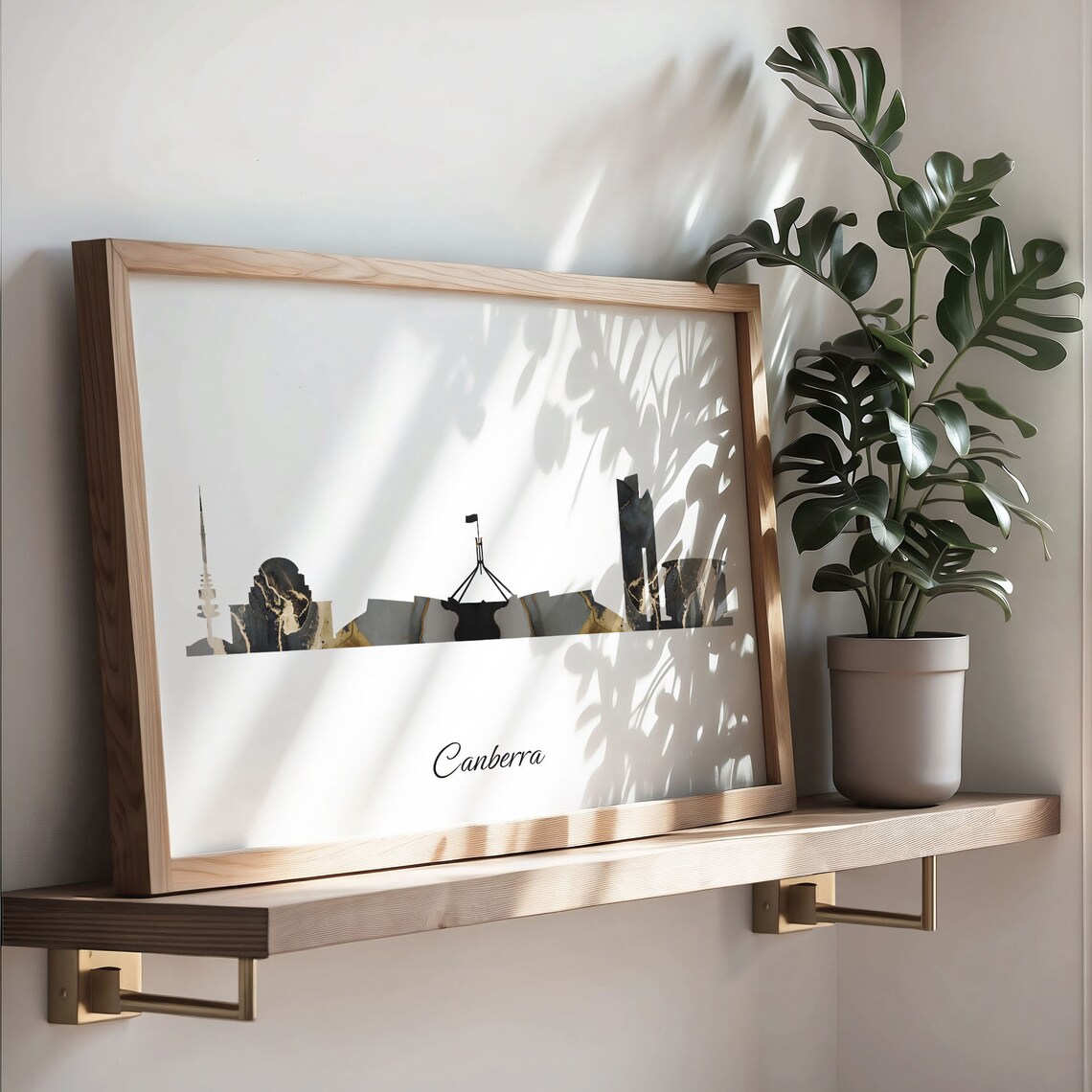 Canberra Australia Black Gold Marble Skyline Silhouette Cityscape Poster - Image 3