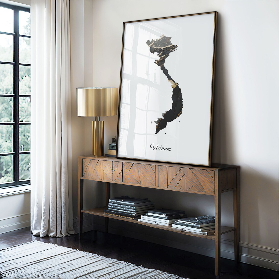 Vietnam Elegant Black Gold Marble Country Map Home Decor Art Poster - Image 4