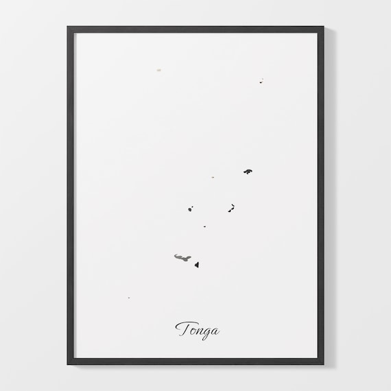 Tonga Black And Gold Marble Map Minimalist Elegant Art Poster