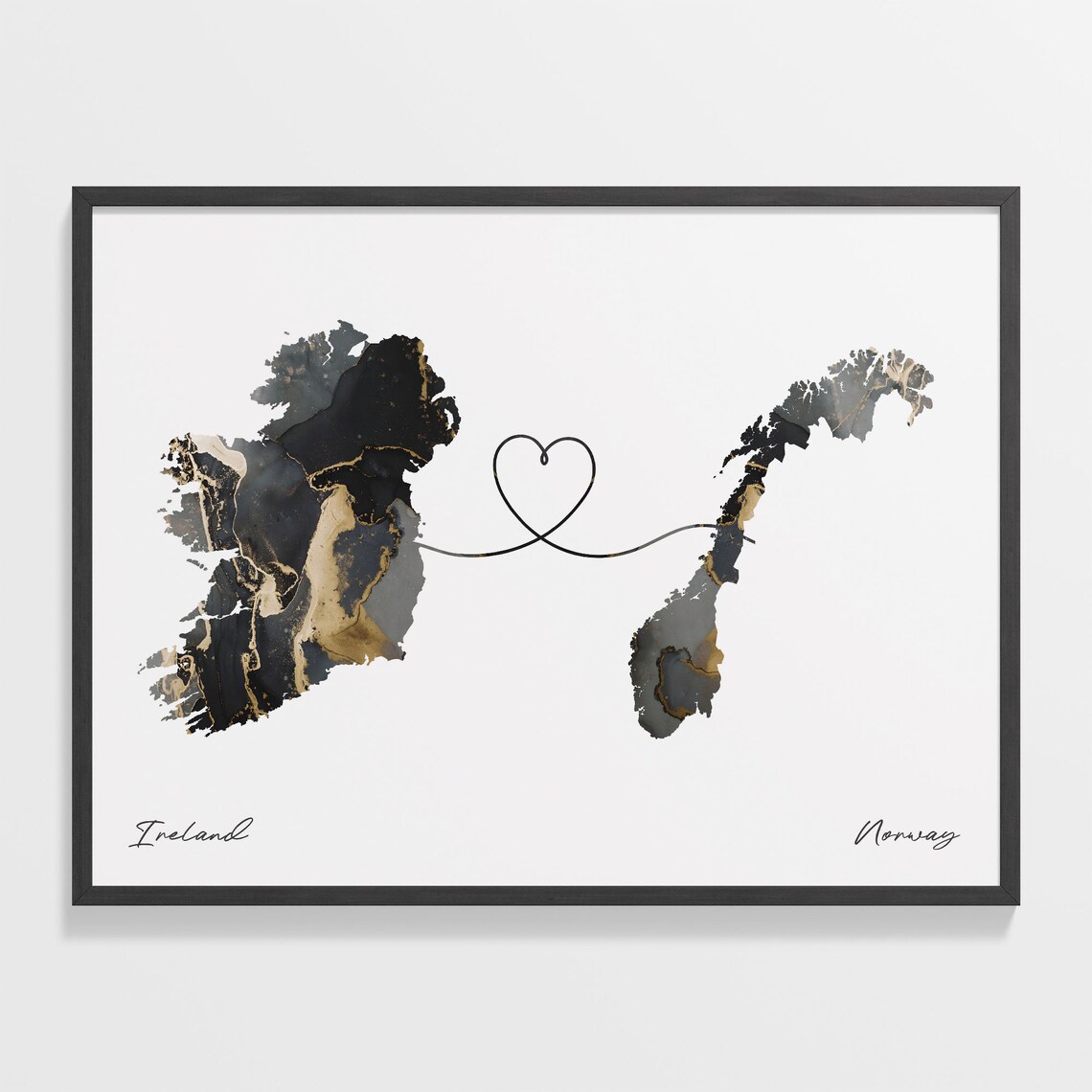 Ireland To Norway Travel Map Art Print