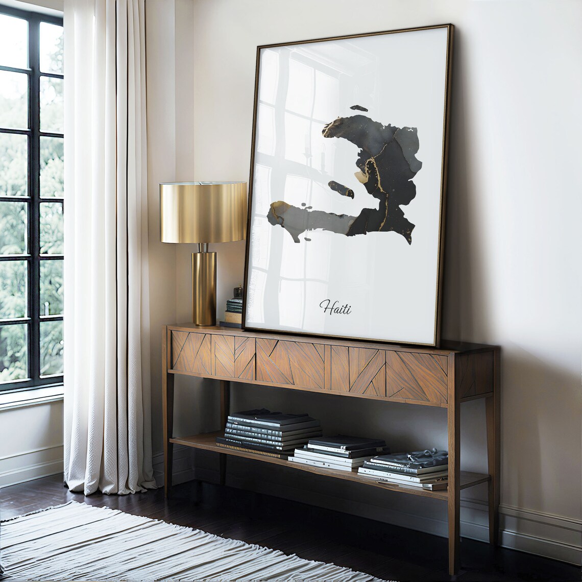Haiti Elegant Map Art Print, Black And Gold - Image 4