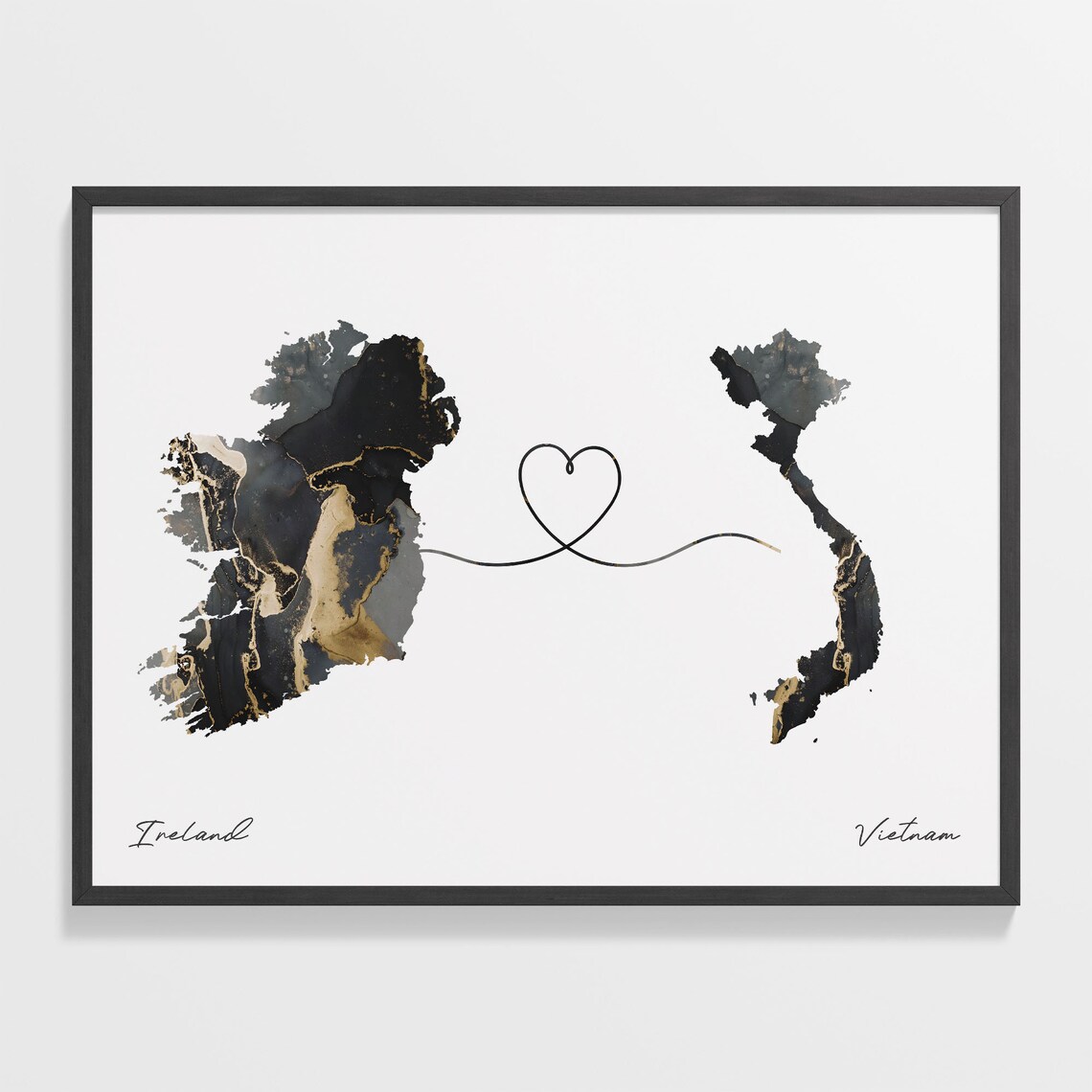 Ireland to Vietnam Two-Country Map Travel Poster