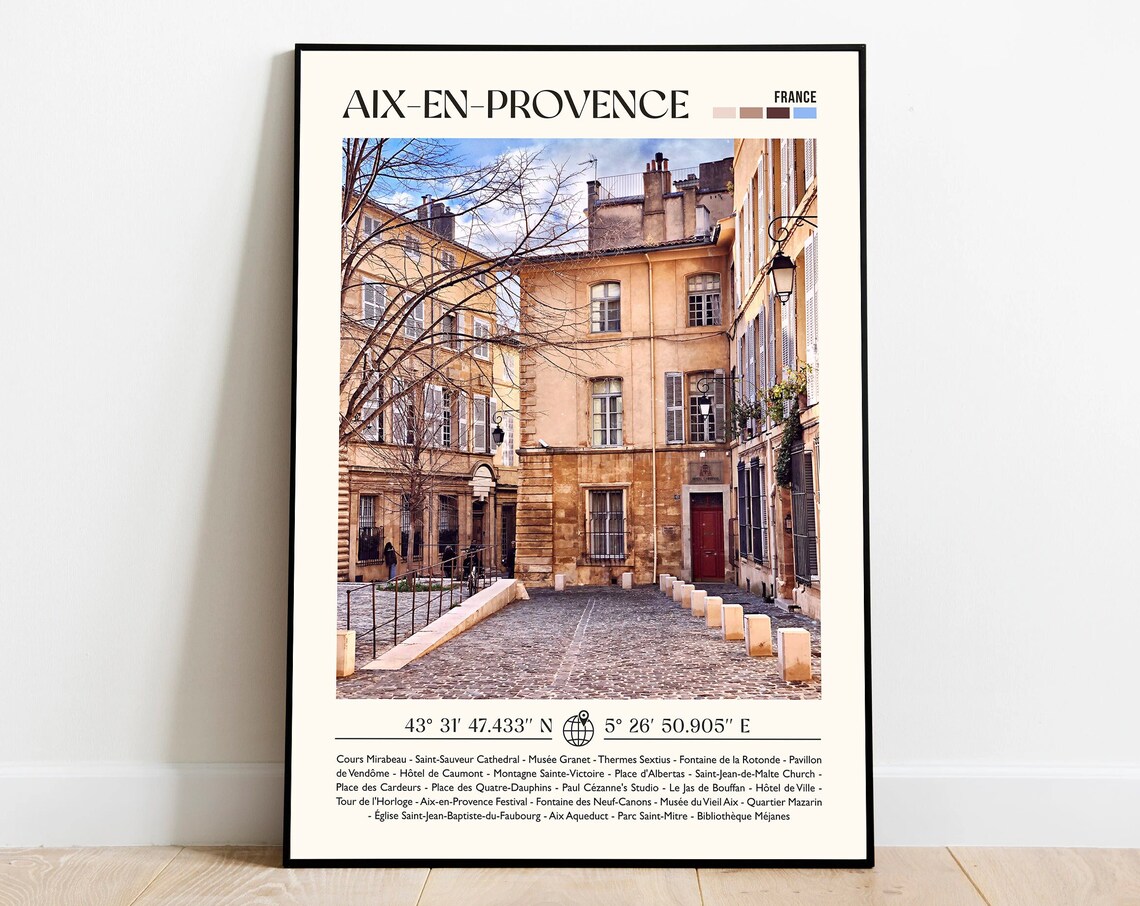 Aix-en-Provence France Old Town Minimalist Photo Travel Poster