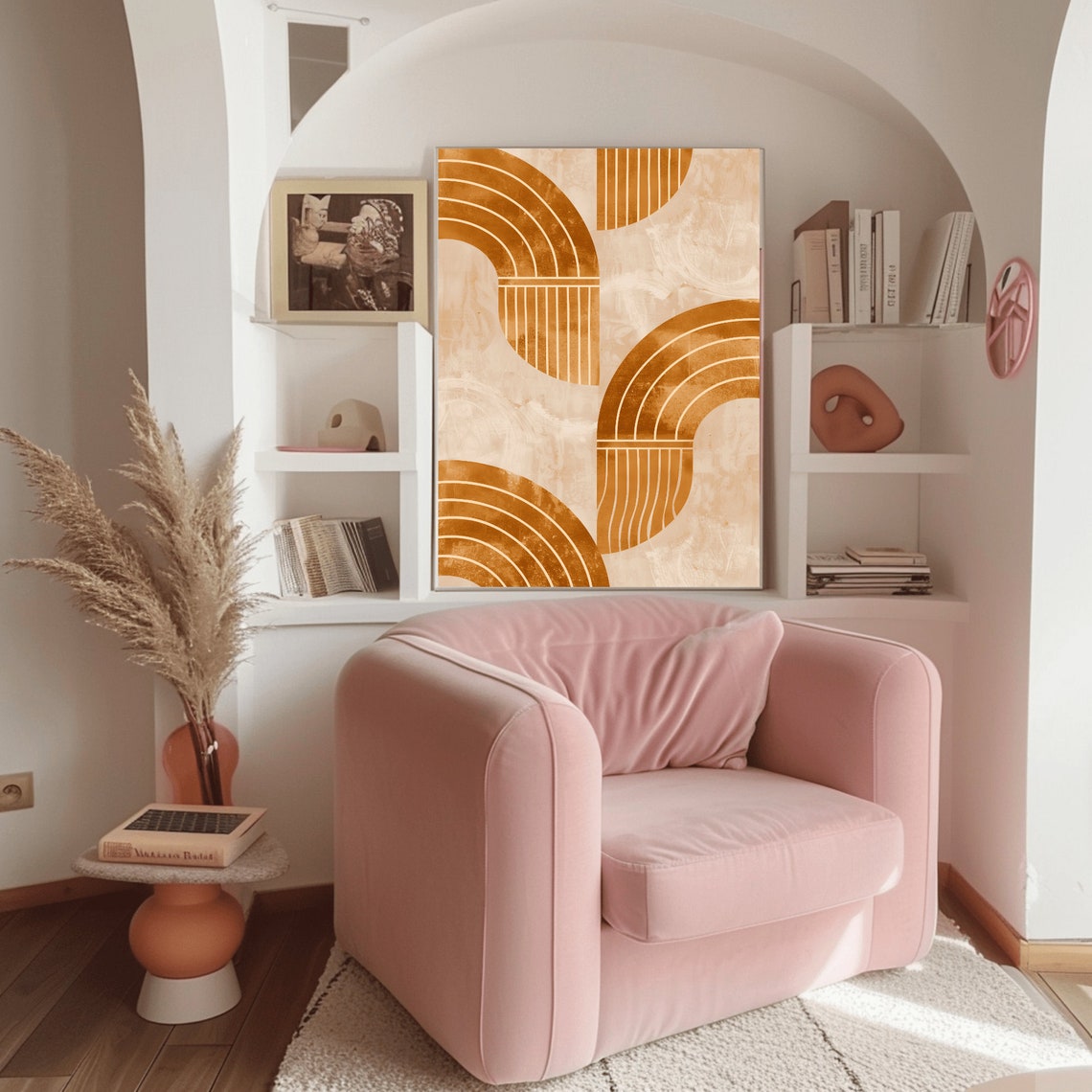 Terracotta Boho Rainbow Arches Mid Century Abstract Art Poster - Image 2