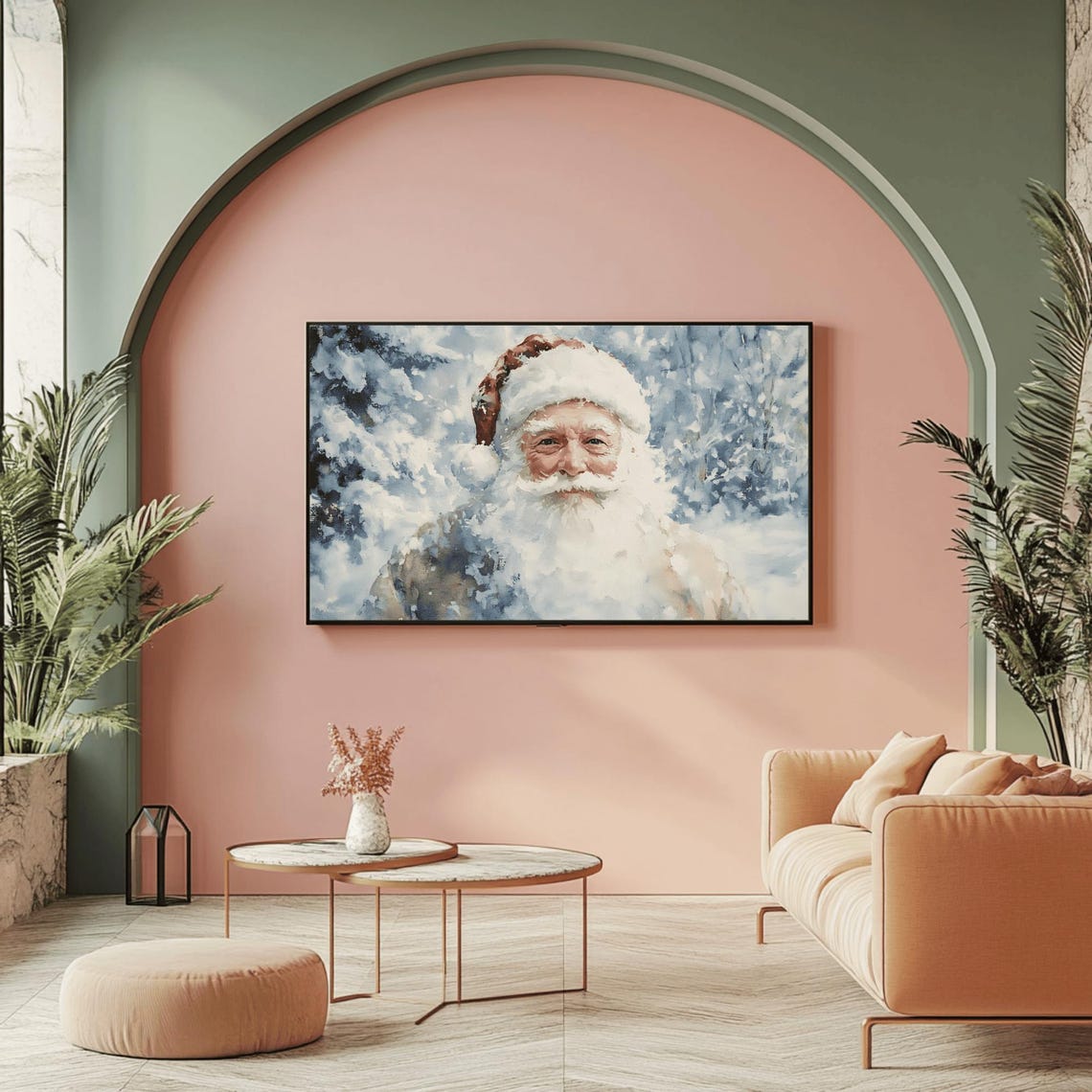 Santa Claus Smiling Portrait In A Snowy Winter Forest Poster - Image 2