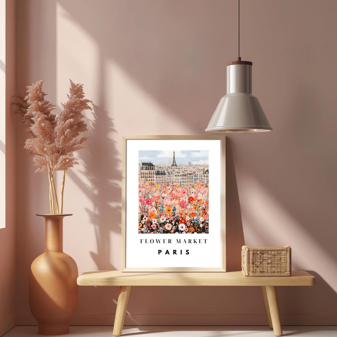 Paris Eiffel Tower Wildflower Field Flower Market Travel Art Poster - Image 2