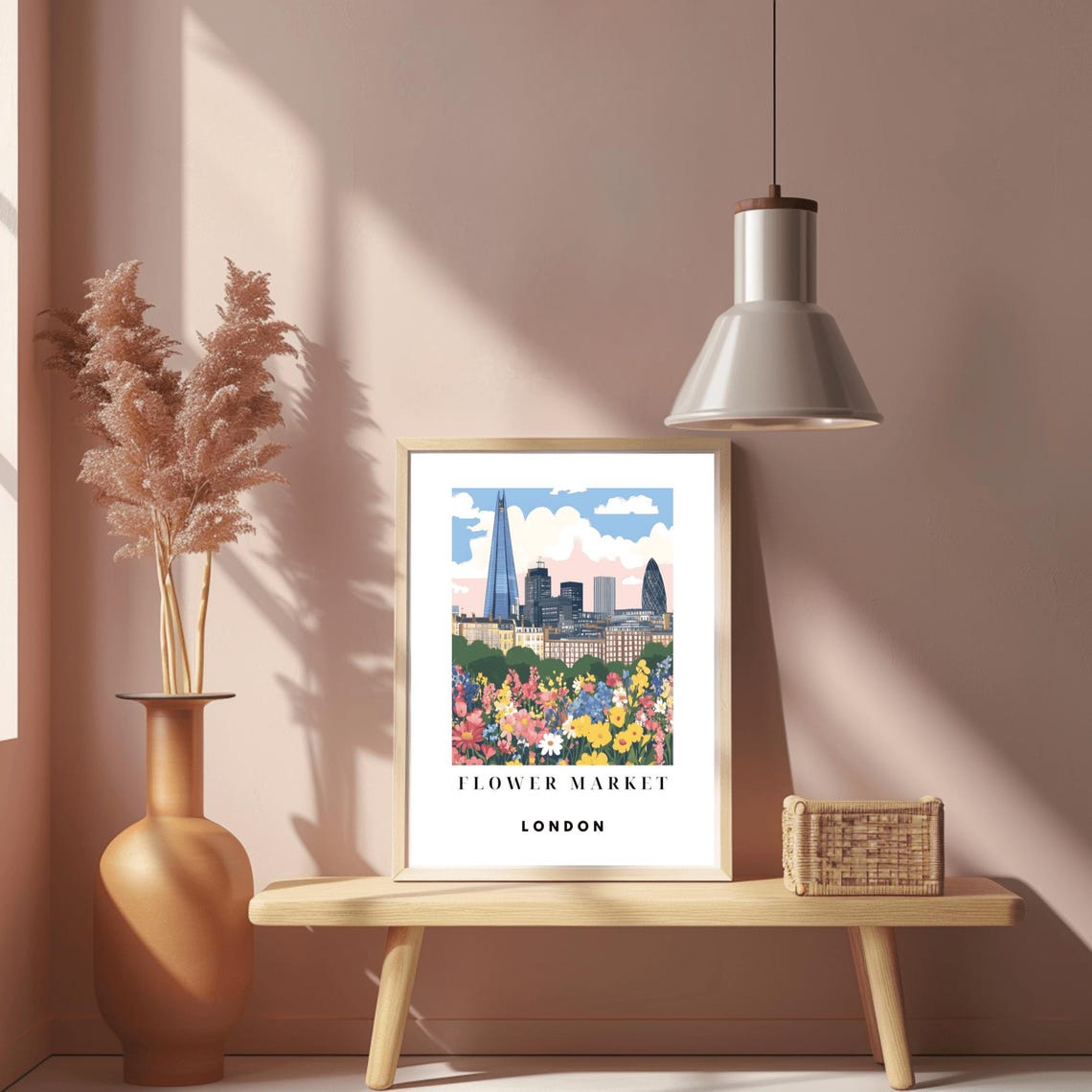 London Flower Market Print Custom City Travel Prints London Poster Wildflower Landmark Retro Travel Poster Homedecor - Image 2