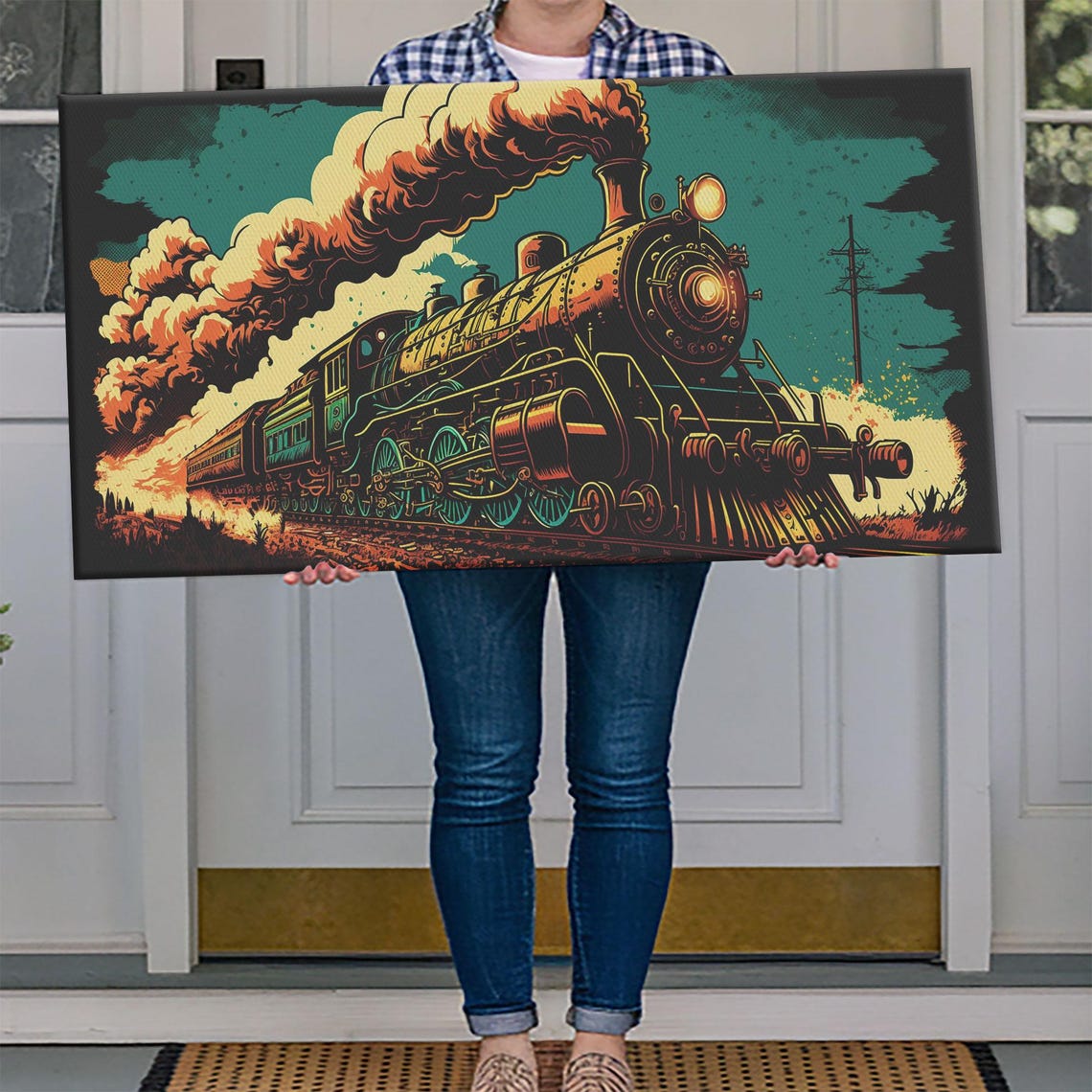 Pop Art Steam Locomotive Retro Comic Style Vintage Train Wall Poster - Image 4