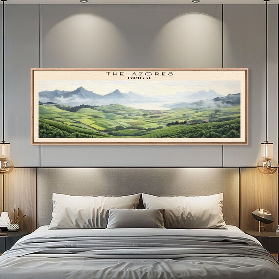 The Azores Framed Print Travel Poster Panoramic Wall Art Home Decor Gift For Travel Lover Wall Hanging