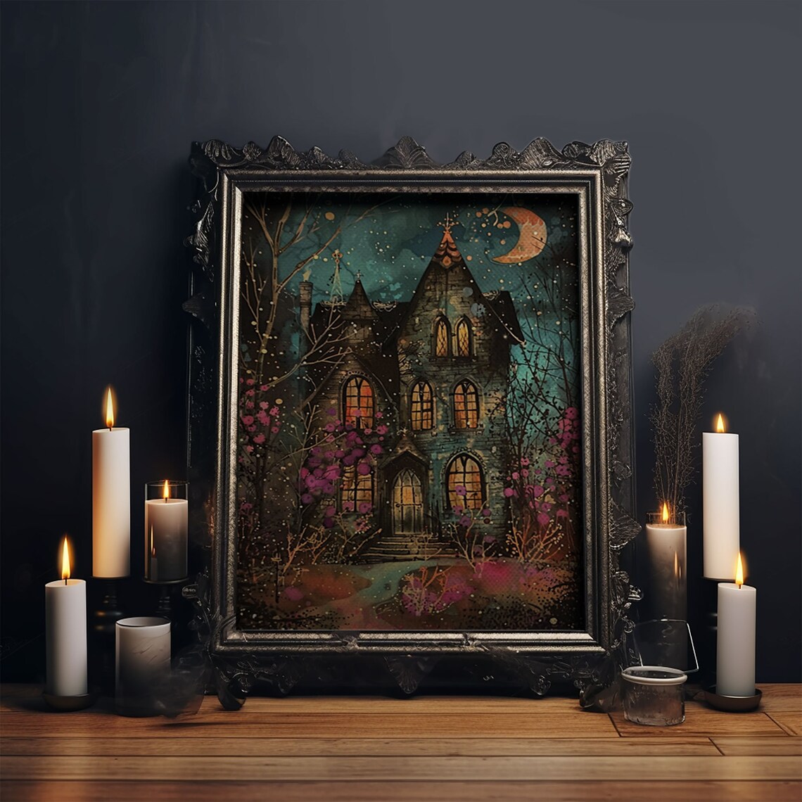Enchanted Gothic House Halloween Art Print, Spooky - Image 5