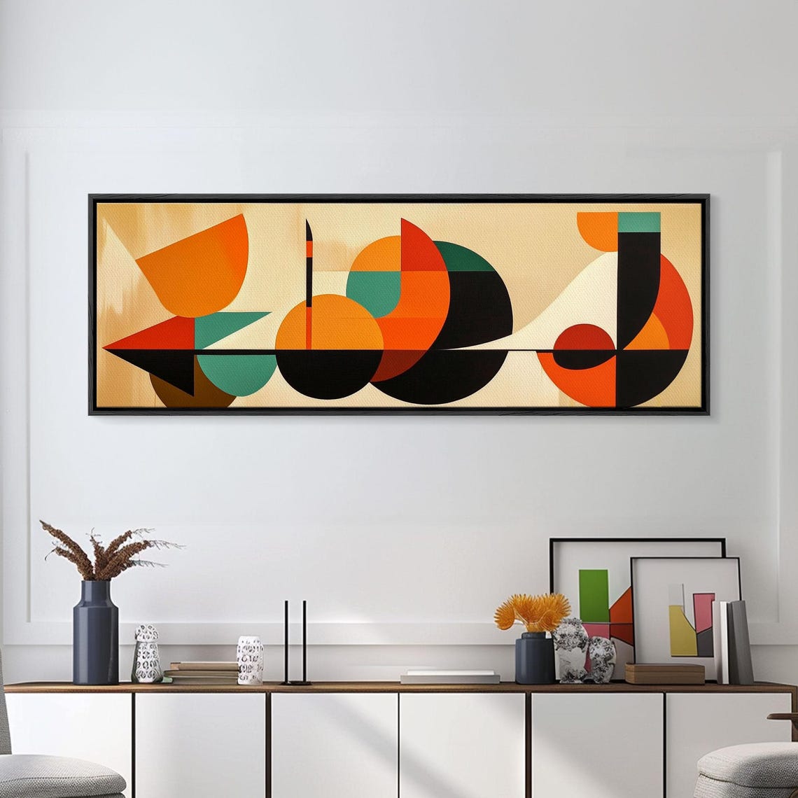 Retro Style Mcm Abstract Art Geometric Patterns Above Sofa Modern Art Modern Home Decor Boho Style Minimalist Wall Art - Image 2