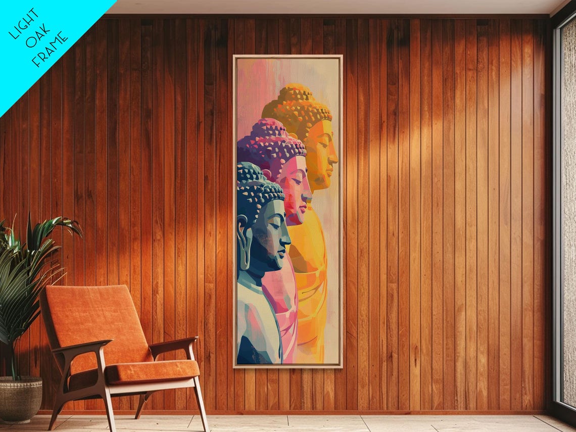 Colorful Buddha Heads Pastel Zen Japanese Ukiyo E Art Poster - Image 2
