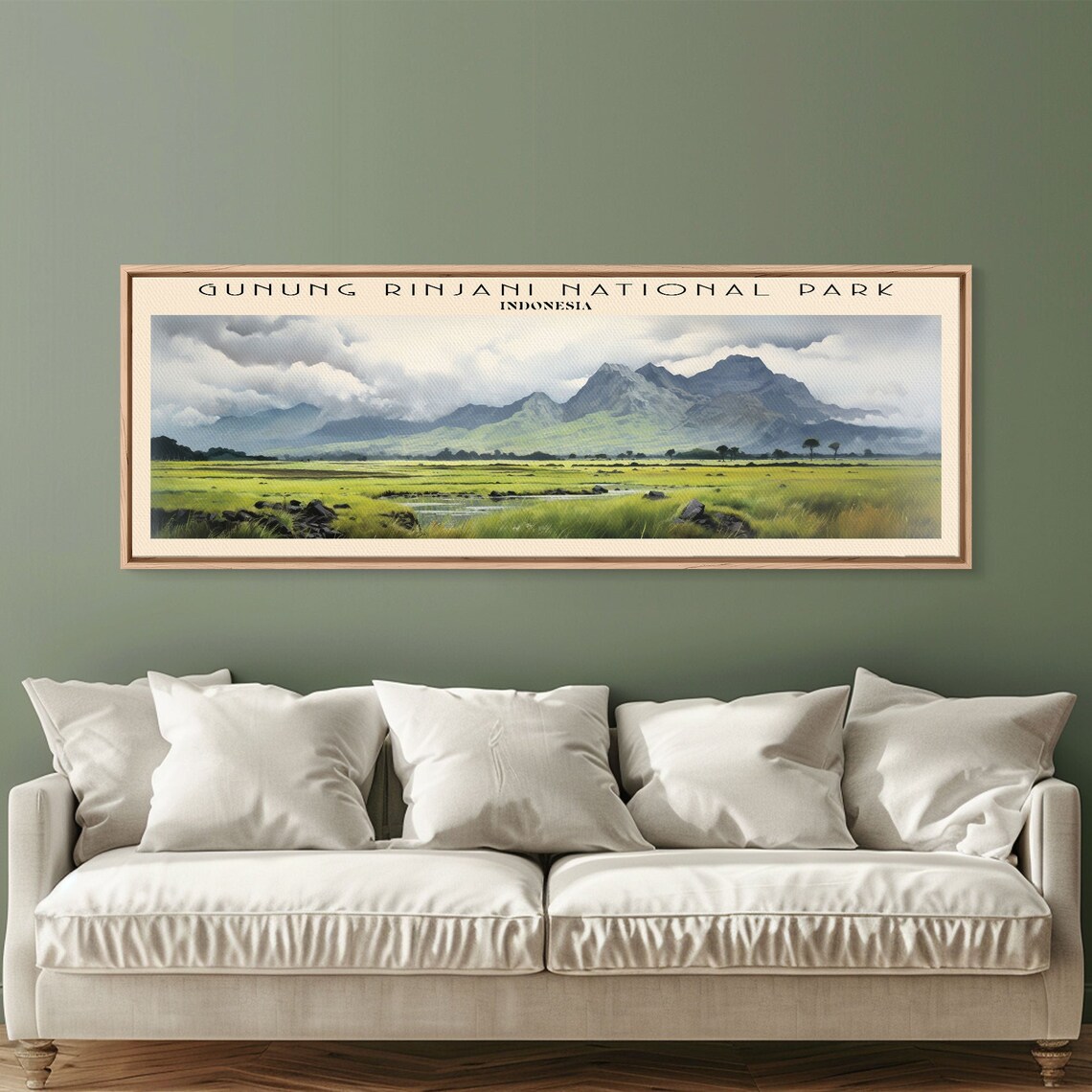 Gunung Rinjani Indonesia Volcano Peak Green Savanna Clouds Travel Poster - Image 3