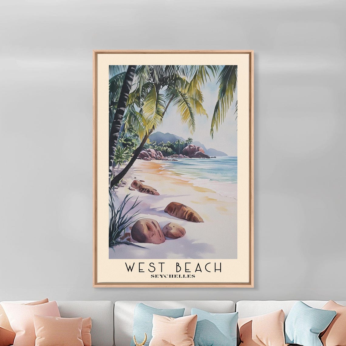 West Beach Seychelles Granite Boulders Palm White Sand Poster - Image 2