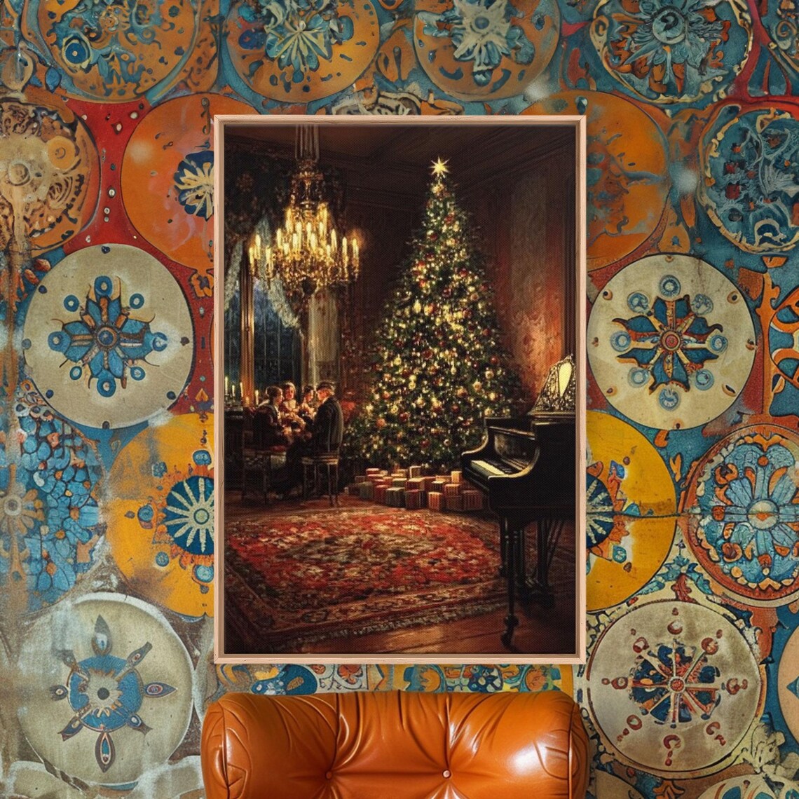 Vintage Victorian Christmas Tree, Holiday Art Print