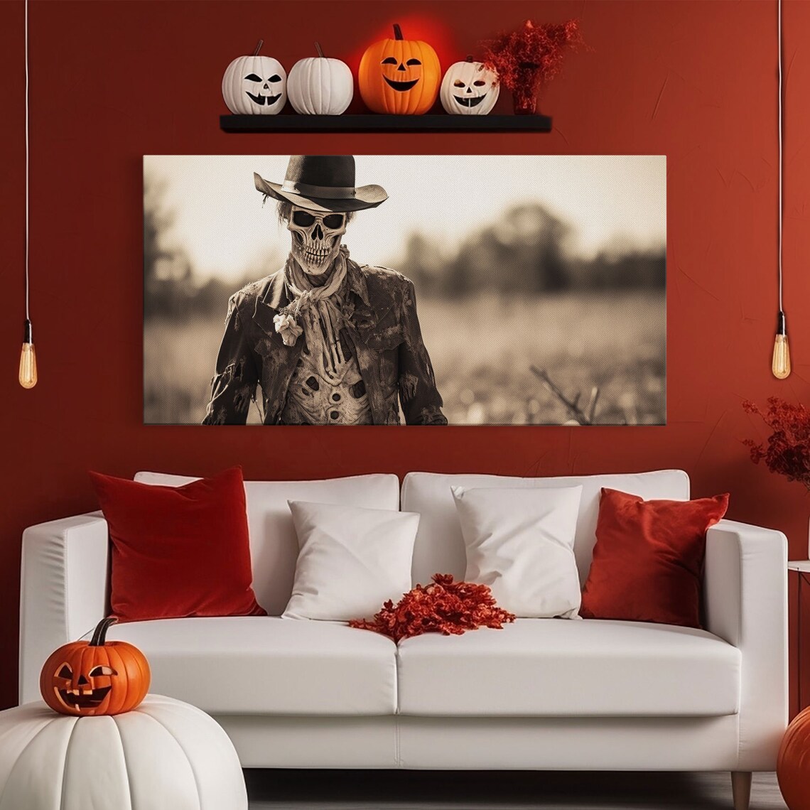 Wild West Zombie Cowboy Skeleton Hat Tattered Coat Sepia Tintype Art Poster - Image 5