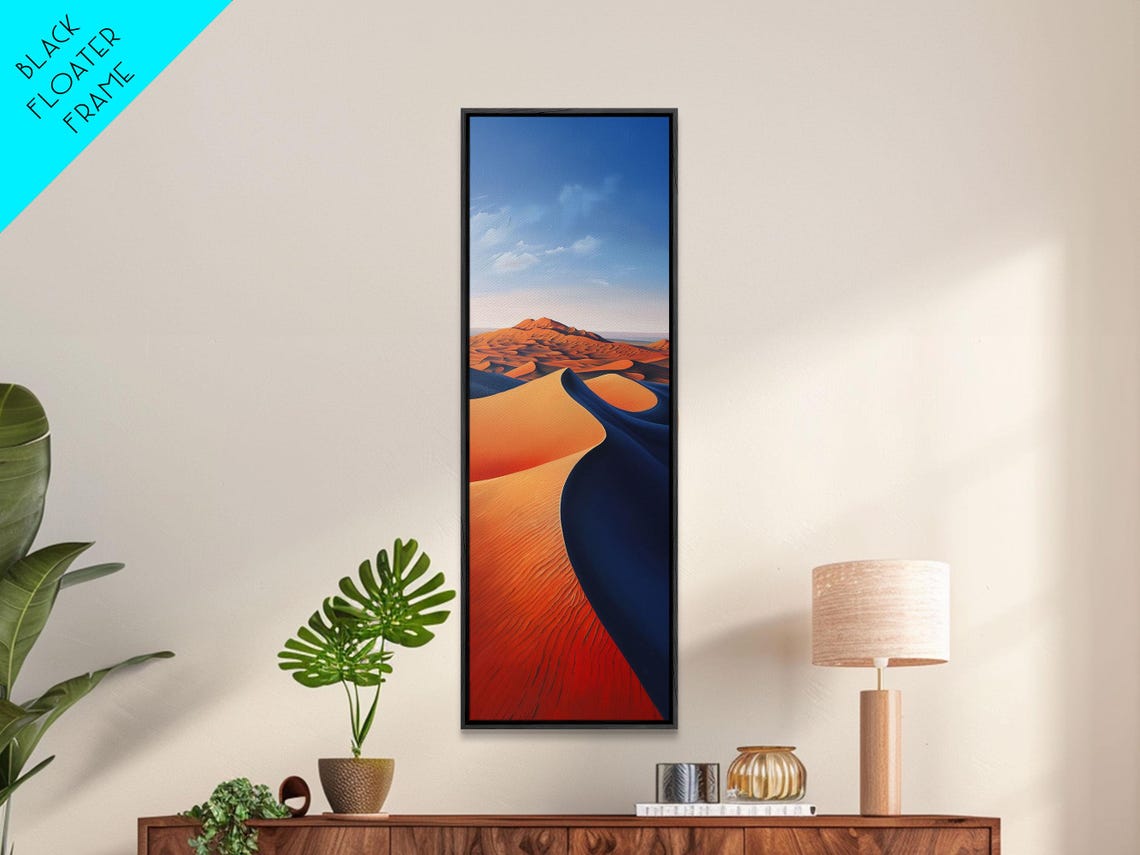 Serene Desert Dunes Under A Clear Sky Skinny And Tall Art Minimalist Framed Print Modern Wall Decor - Image 4