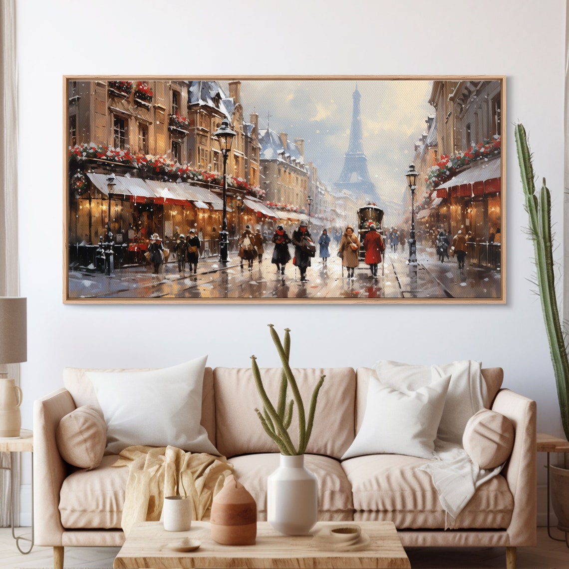 Paris In The Snow Eiffel Tower Christmas Street Scene Poster - Image 3