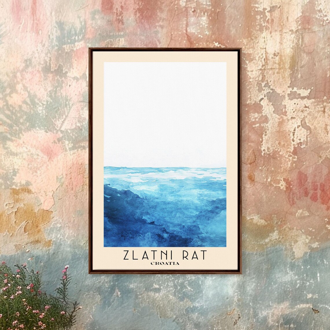 Zlatni Rat Golden Horn Croatia Bold Blue Ocean Watercolor Poster - Image 3