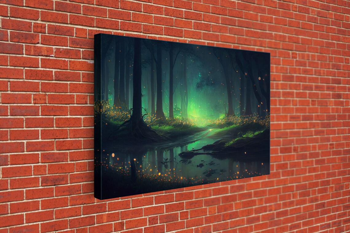 Fireflies Light Up A Mystical Fantasy Forest Art Print - Image 3