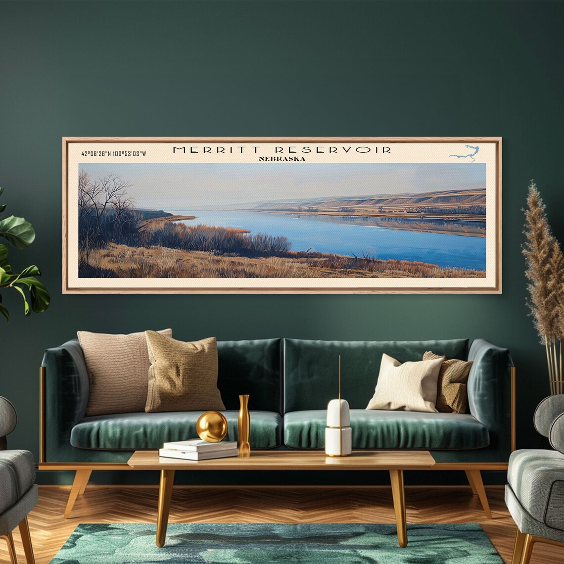 Merritt Reservoir Nebraska Golden Prairie Hills Broad Blue Lake Poster