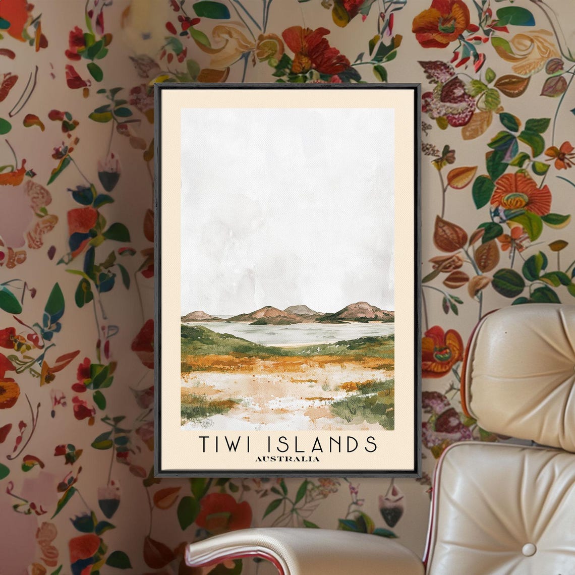 Tiwi Islands Australia Minimal Shoreline Watercolor Landscape Poster